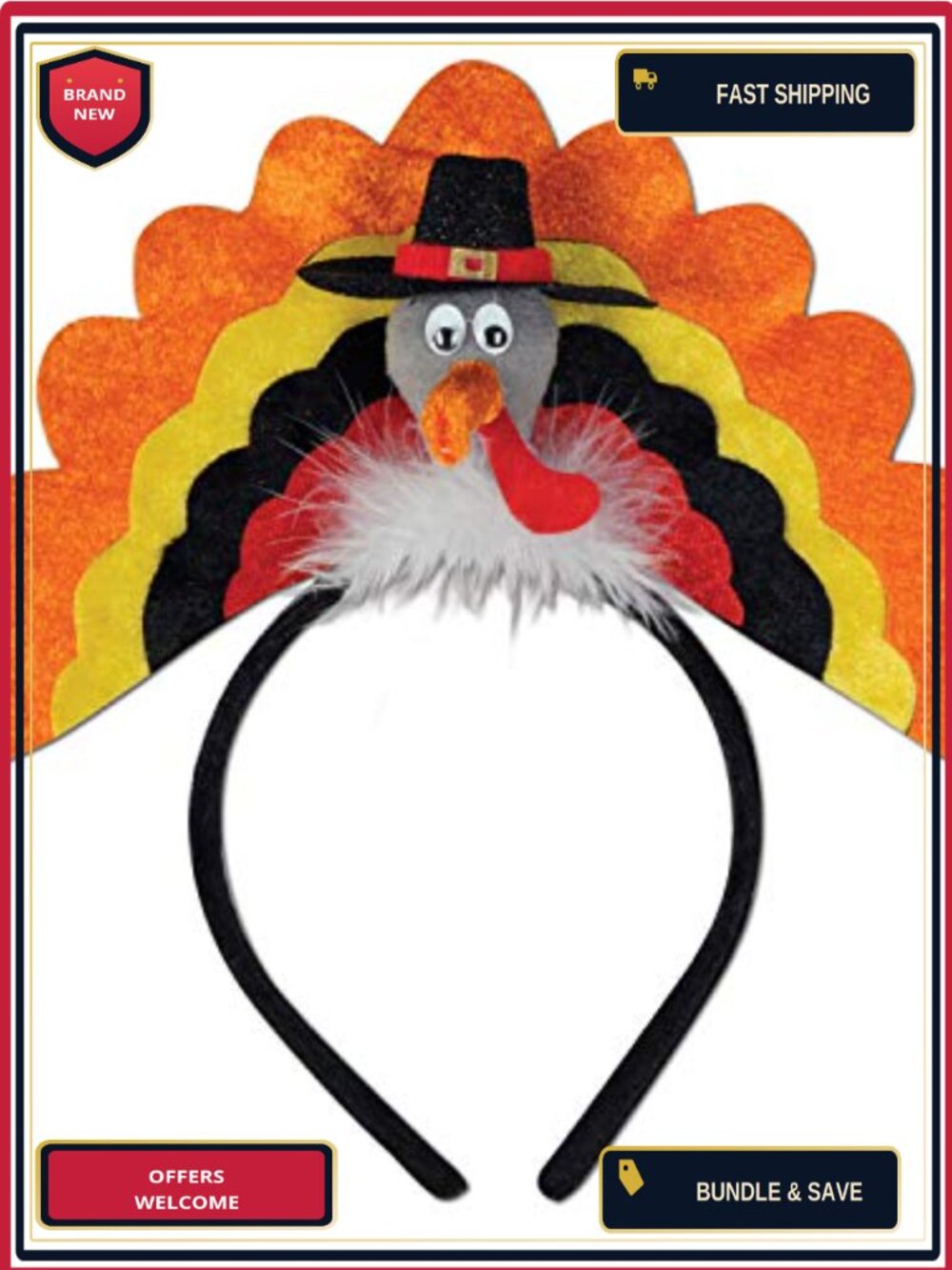 Turkey Headband Thanksgiving Party Accessory Fall Festive